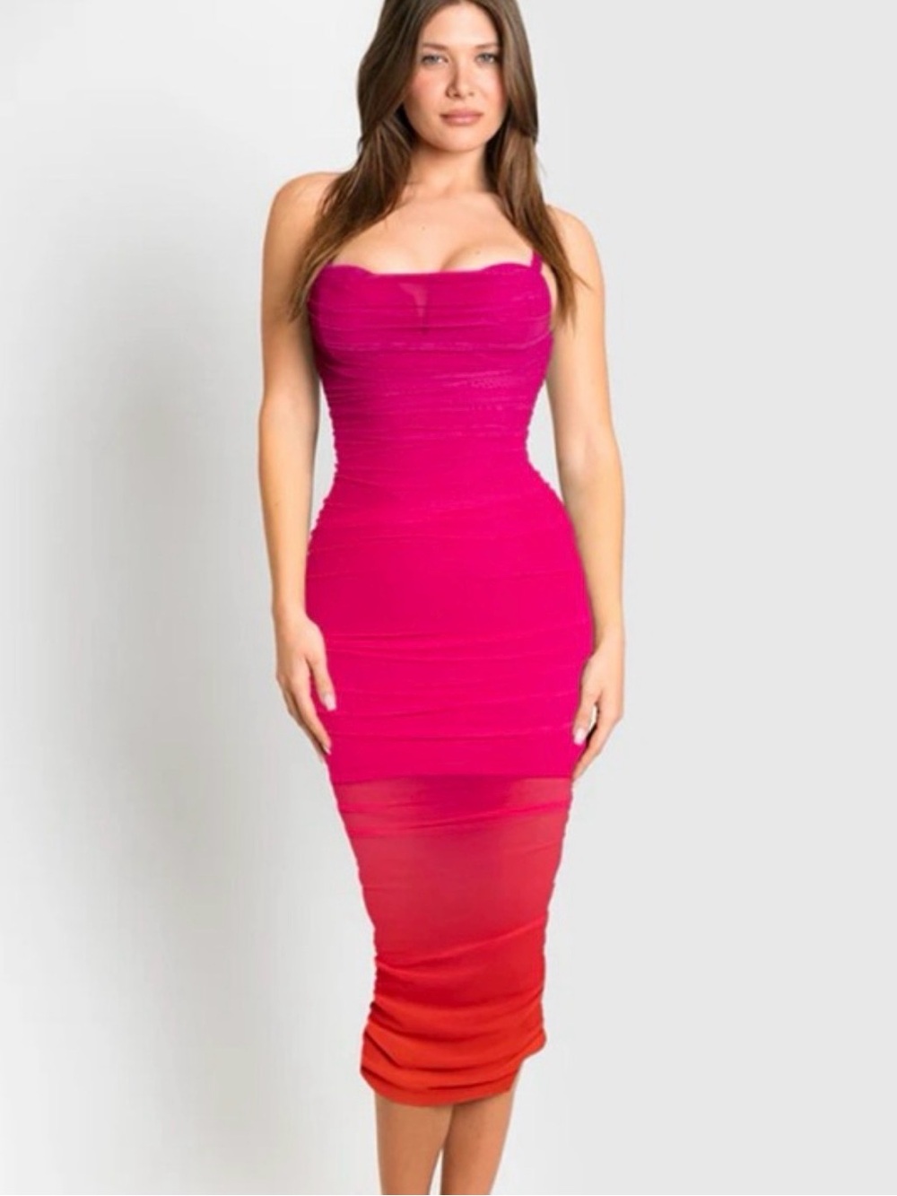 NWT Sweetie Mesh Column Dress Sunset Ombré